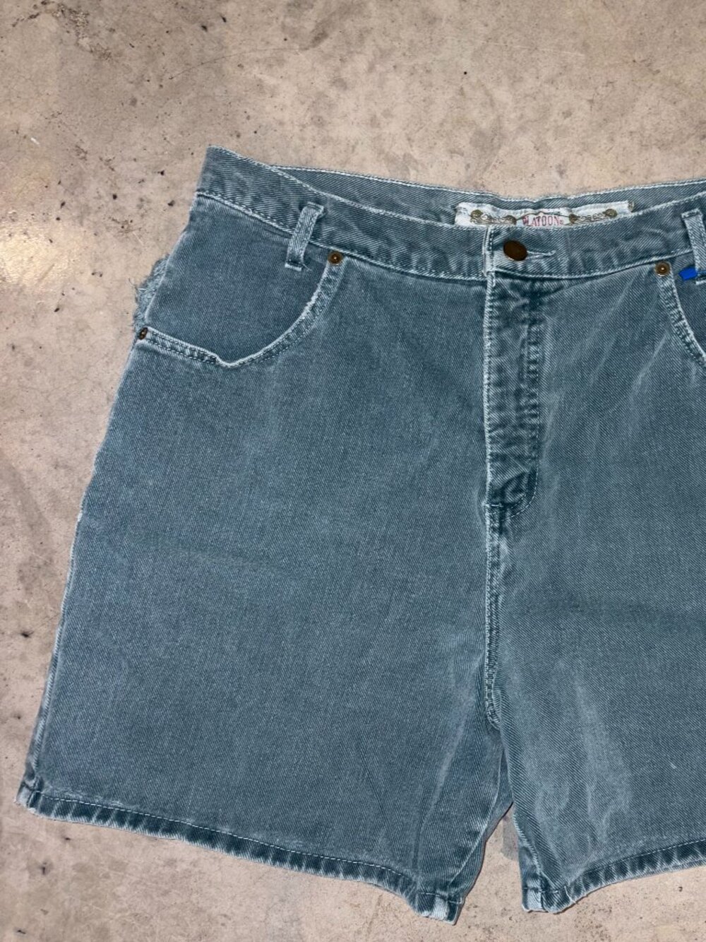 Vintage Platoon Green Denim Shorts 14